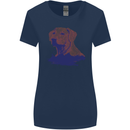 Golden Retriever Mountains Womens Wider Cut T-Shirt Navy Blue