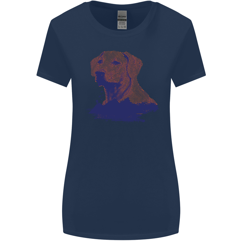 Golden Retriever Mountains Womens Wider Cut T-Shirt Navy Blue