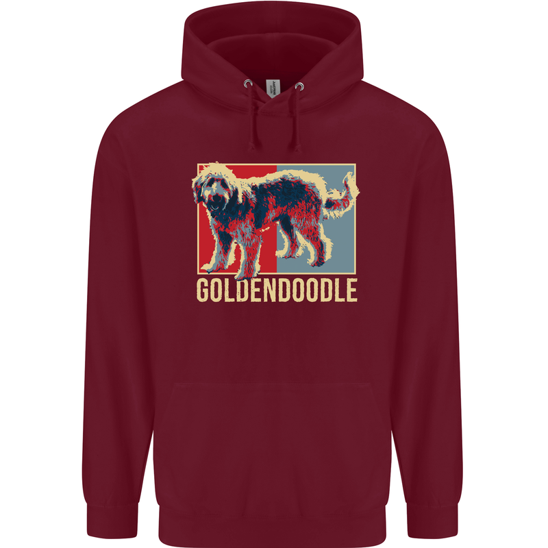Goldendoodle Dog Art Childrens Kids Hoodie Maroon