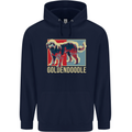 Goldendoodle Dog Art Childrens Kids Hoodie Navy Blue