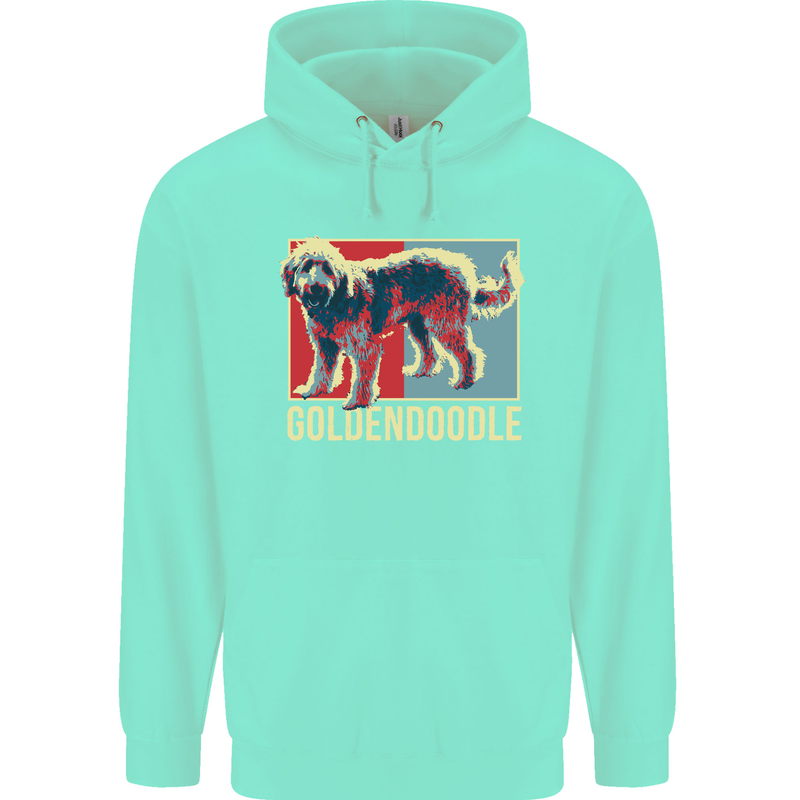 Goldendoodle Dog Art Childrens Kids Hoodie Peppermint