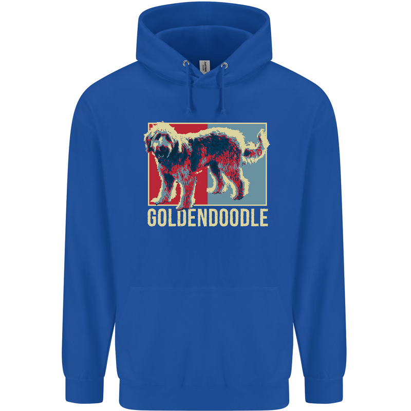Goldendoodle Dog Art Childrens Kids Hoodie Royal Blue