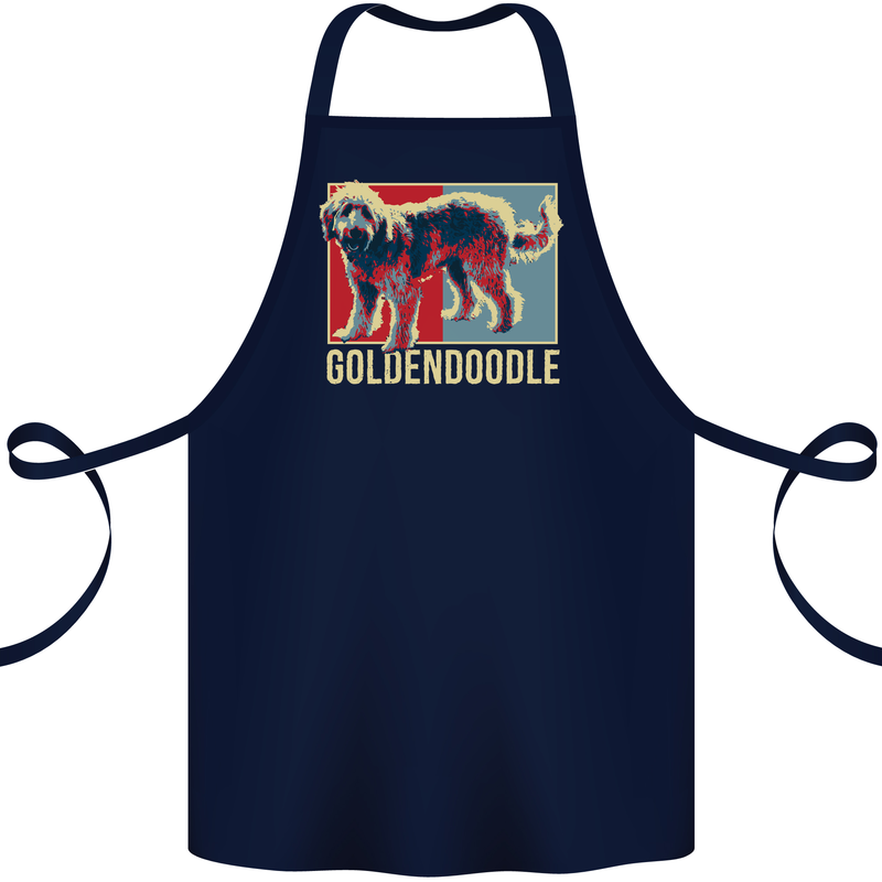 Goldendoodle Dog Art Cotton Apron 100% Organic Navy Blue