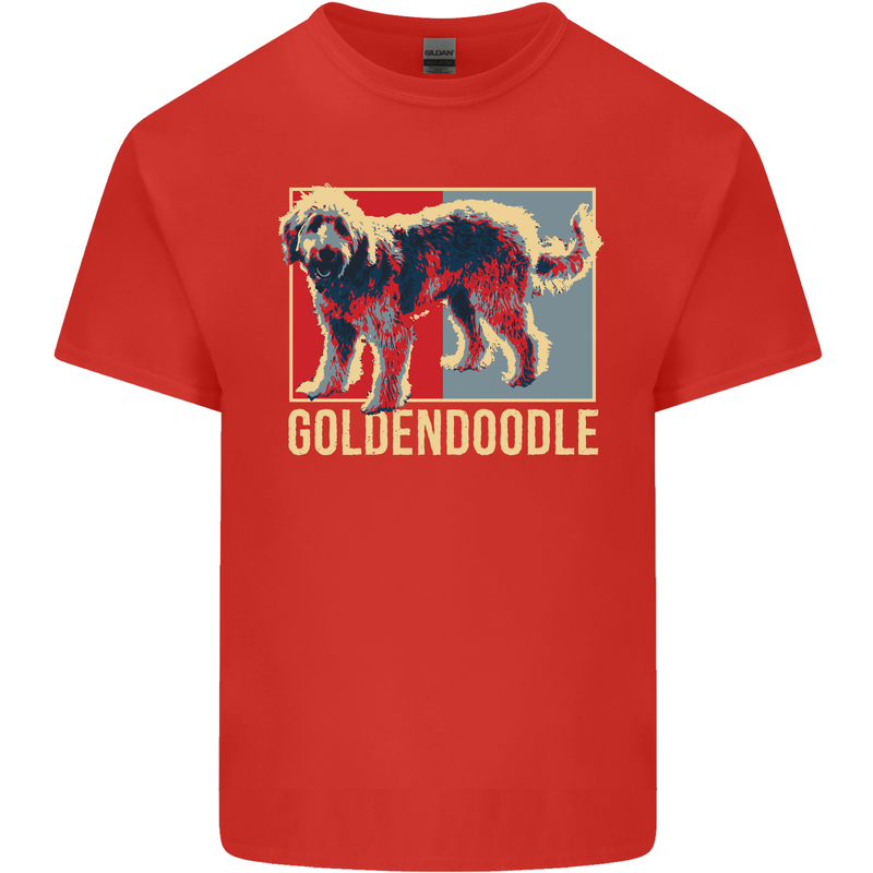 Goldendoodle Dog Art Kids T-Shirt Childrens Red