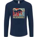 Goldendoodle Dog Art Mens Long Sleeve T-Shirt Navy Blue