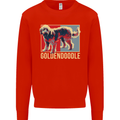 Goldendoodle Dog Art Mens Sweatshirt Jumper Bright Red