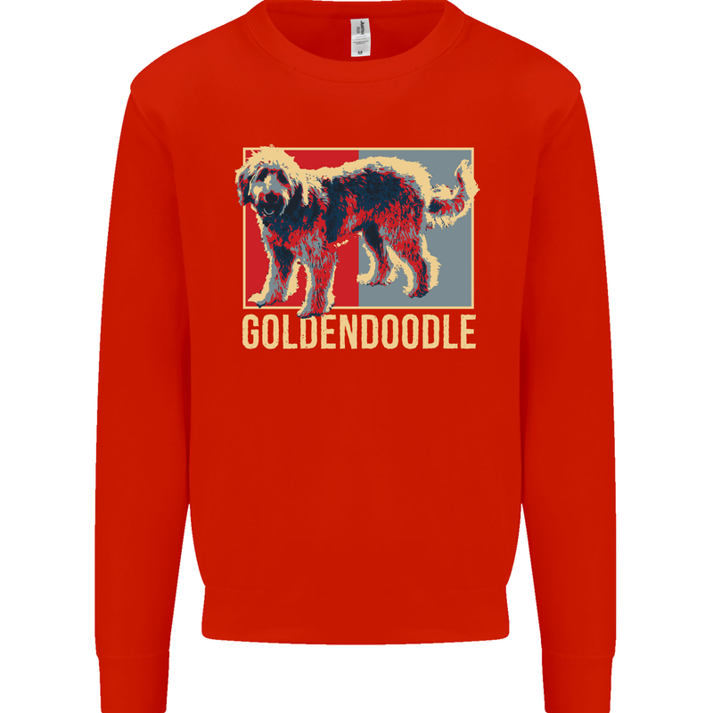 Goldendoodle Dog Art Mens Sweatshirt Jumper Bright Red