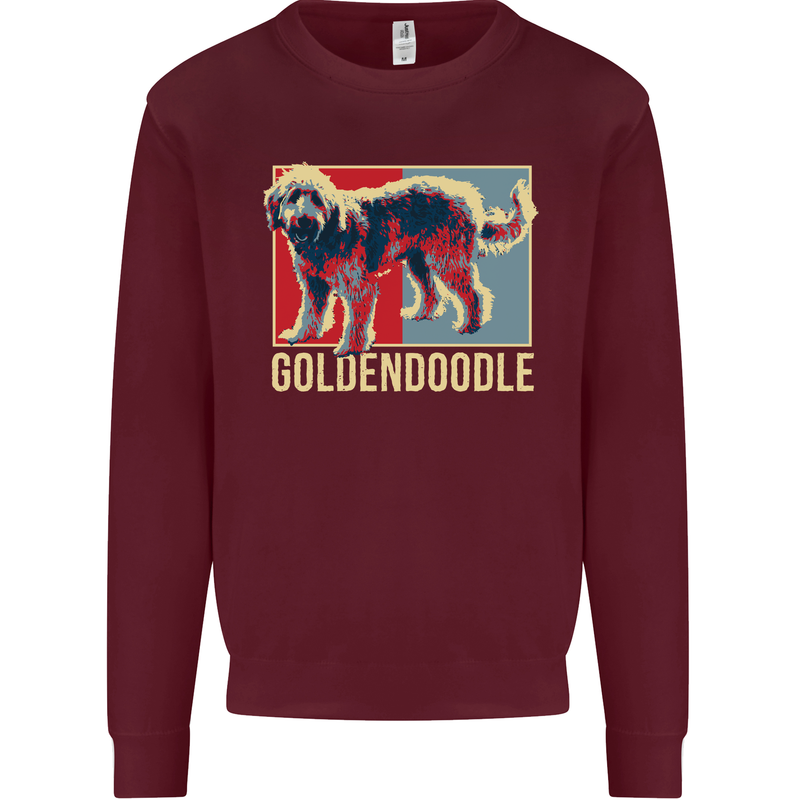 Goldendoodle Dog Art Mens Sweatshirt Jumper Maroon