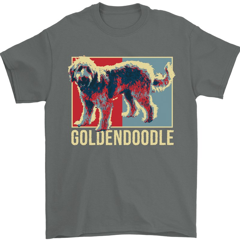 Goldendoodle Dog Art Mens T-Shirt Cotton Gildan Charcoal
