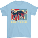 Goldendoodle Dog Art Mens T-Shirt Cotton Gildan Light Blue