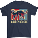 Goldendoodle Dog Art Mens T-Shirt Cotton Gildan Navy Blue