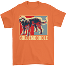 Goldendoodle Dog Art Mens T-Shirt Cotton Gildan Orange