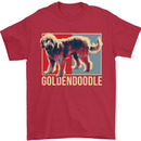 Goldendoodle Dog Art Mens T-Shirt Cotton Gildan Red