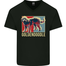 Goldendoodle Dog Art Mens V-Neck Cotton T-Shirt Black