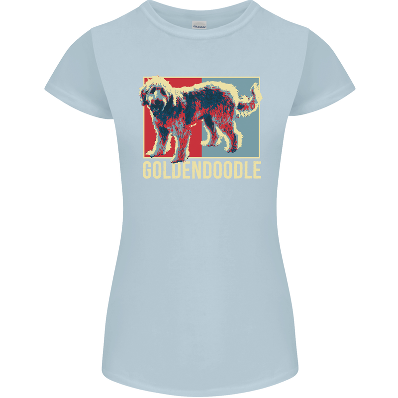 Goldendoodle Dog Art Womens Petite Cut T-Shirt Light Blue