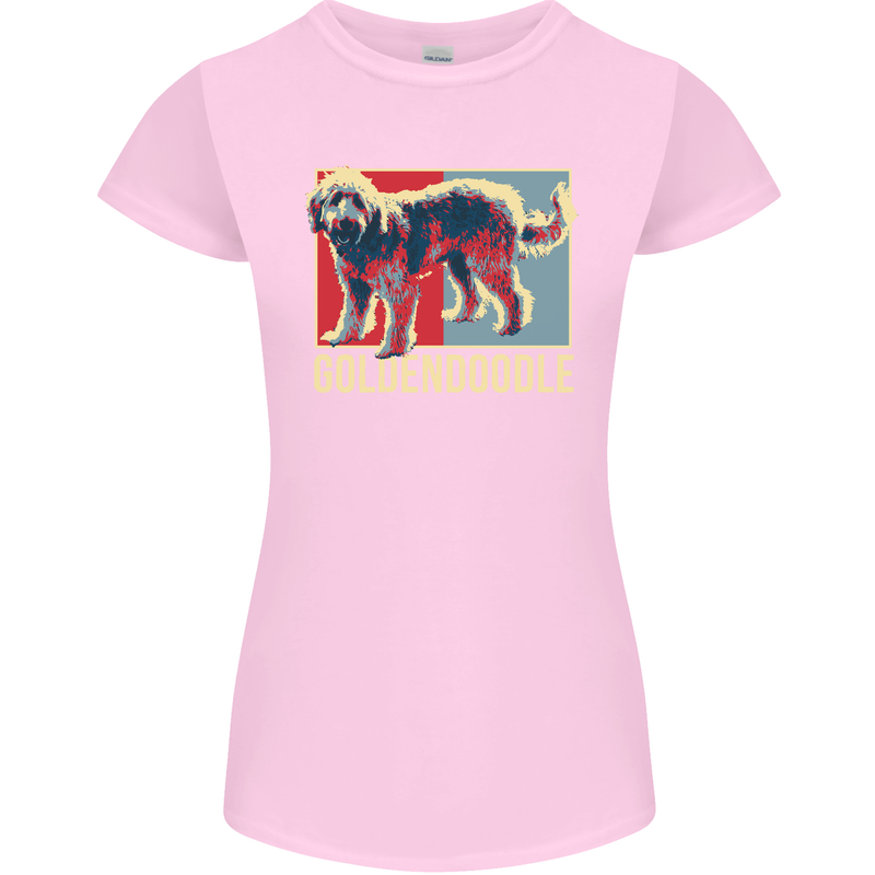 Goldendoodle Dog Art Womens Petite Cut T-Shirt Light Pink