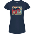 Goldendoodle Dog Art Womens Petite Cut T-Shirt Navy Blue