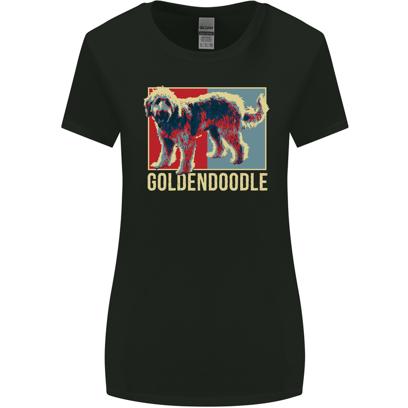 Goldendoodle Dog Art Womens Wider Cut T-Shirt Black