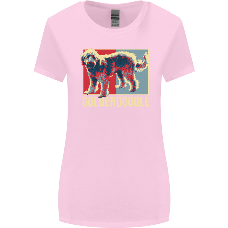 Goldendoodle Dog Art Womens Wider Cut T-Shirt Light Pink