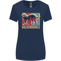 Goldendoodle Dog Art Womens Wider Cut T-Shirt Navy Blue