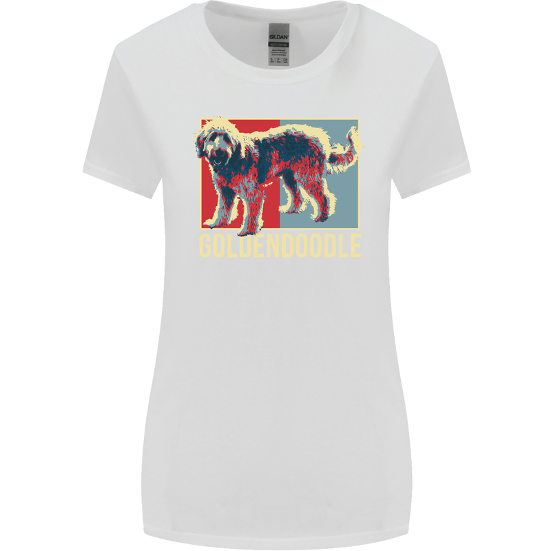 Goldendoodle Dog Art Womens Wider Cut T-Shirt White