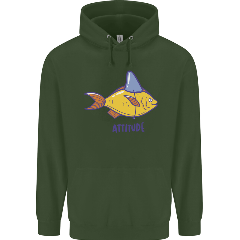 Goldfish Atitude Great White Shark Wannabe Childrens Kids Hoodie Forest Green