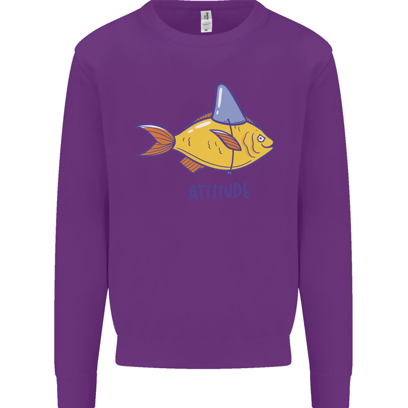 Goldfish Atitude Great White Shark Wannabe Kids Sweatshirt Jumper Purple