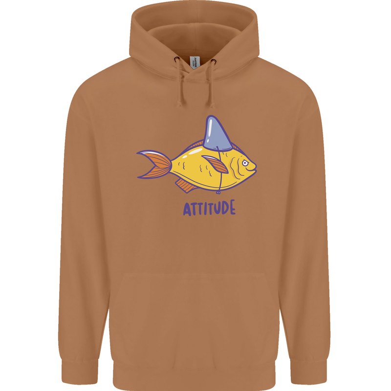 Goldfish Atitude Great White Shark Wannabe Mens 80% Cotton Hoodie Caramel Latte