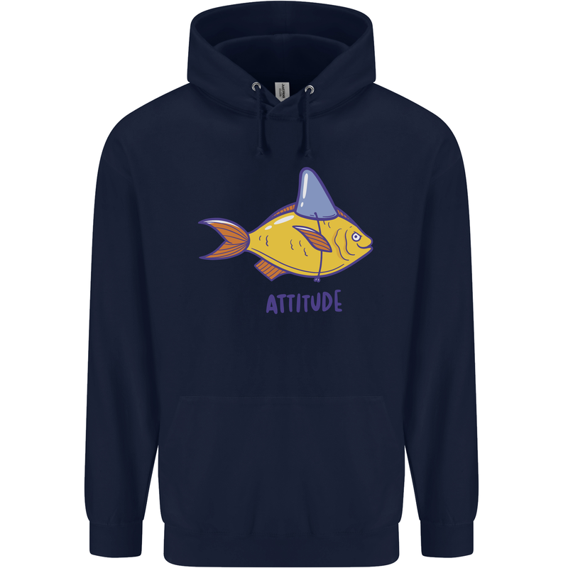 Goldfish Atitude Great White Shark Wannabe Mens 80% Cotton Hoodie Navy Blue