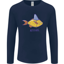 Goldfish Atitude Great White Shark Wannabe Mens Long Sleeve T-Shirt Navy Blue