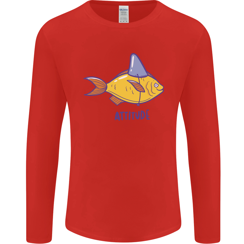 Goldfish Atitude Great White Shark Wannabe Mens Long Sleeve T-Shirt Red