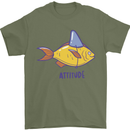 Goldfish Atitude Great White Shark Wannabe Mens T-Shirt Cotton Gildan Military Green