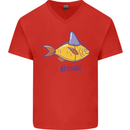 Goldfish Atitude Great White Shark Wannabe Mens V-Neck Cotton T-Shirt Red