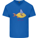 Goldfish Atitude Great White Shark Wannabe Mens V-Neck Cotton T-Shirt Royal Blue