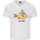 Goldfish Atitude Great White Shark Wannabe Mens V-Neck Cotton T-Shirt White