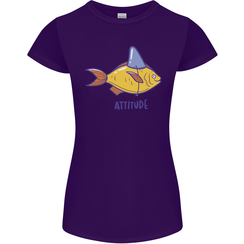 Goldfish Atitude Great White Shark Wannabe Womens Petite Cut T-Shirt Purple