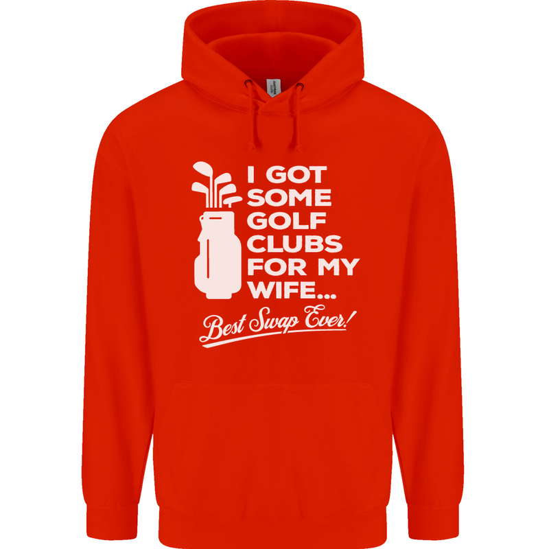Golf Clubs for My Wife Funny Gofing Golfer Mens 80% Cotton Hoodie Bright Red