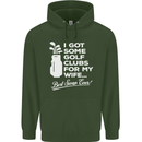 Golf Clubs for My Wife Funny Gofing Golfer Mens 80% Cotton Hoodie Forest Green