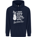 Golf Clubs for My Wife Funny Gofing Golfer Mens 80% Cotton Hoodie Navy Blue