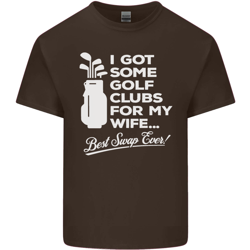 Golf Clubs for My Wife Funny Gofing Golfer Mens Cotton T-Shirt Tee Top Dark Chocolate