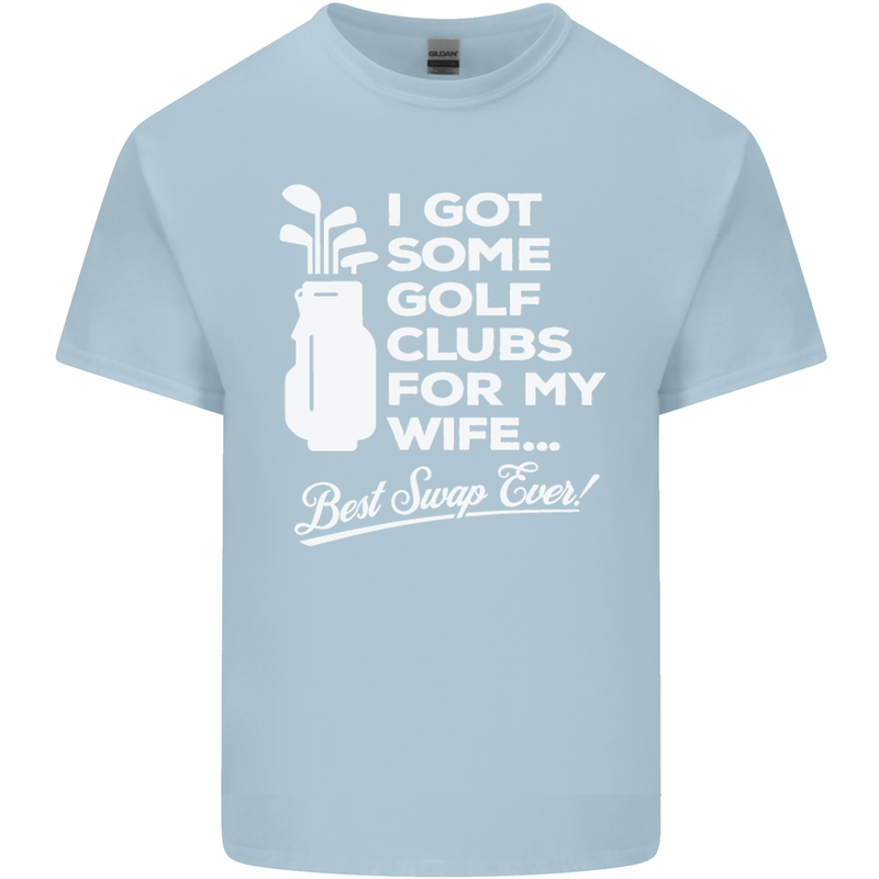 Golf Clubs for My Wife Funny Gofing Golfer Mens Cotton T-Shirt Tee Top Light Blue