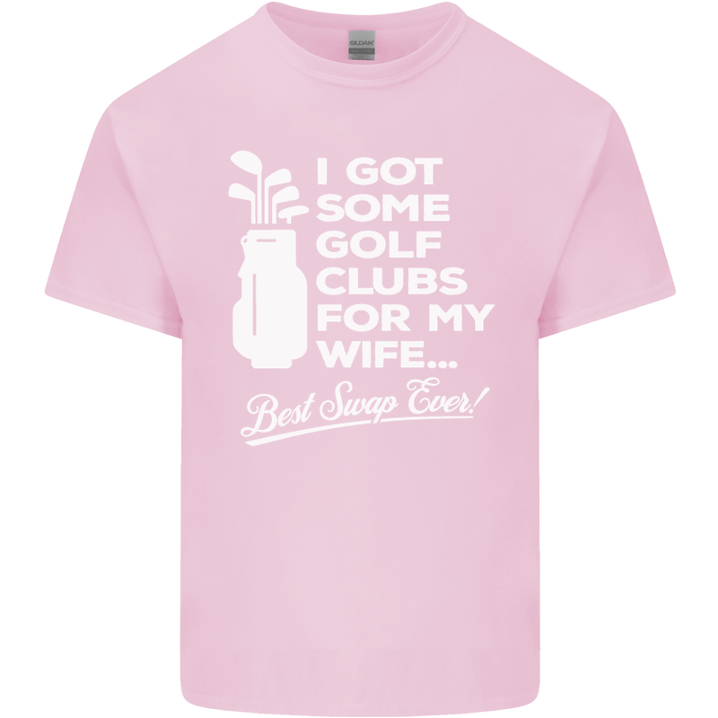 Golf Clubs for My Wife Funny Gofing Golfer Mens Cotton T-Shirt Tee Top Light Pink