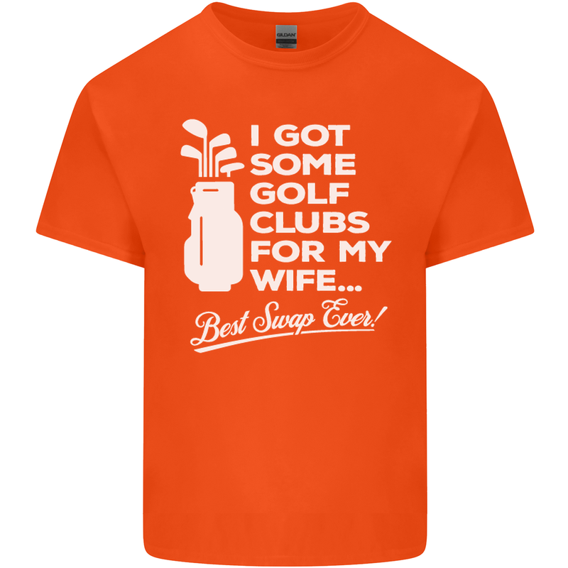Golf Clubs for My Wife Funny Gofing Golfer Mens Cotton T-Shirt Tee Top Orange