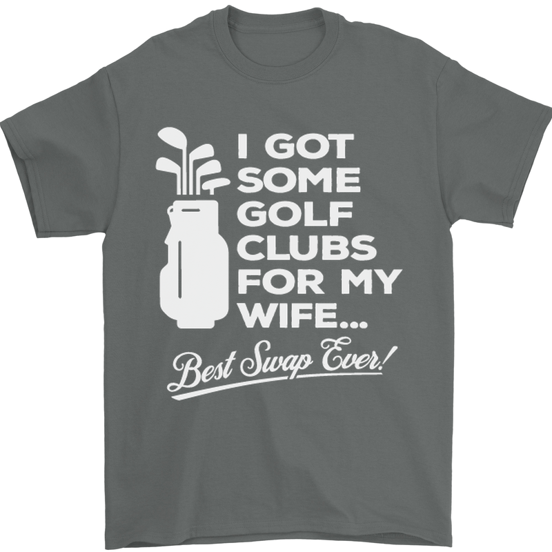 Golf Clubs for My Wife Funny Gofing Golfer Mens T-Shirt Cotton Gildan Charcoal