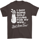 Golf Clubs for My Wife Funny Gofing Golfer Mens T-Shirt Cotton Gildan Dark Chocolate