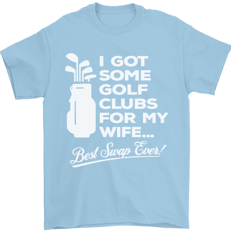 Golf Clubs for My Wife Funny Gofing Golfer Mens T-Shirt Cotton Gildan Light Blue