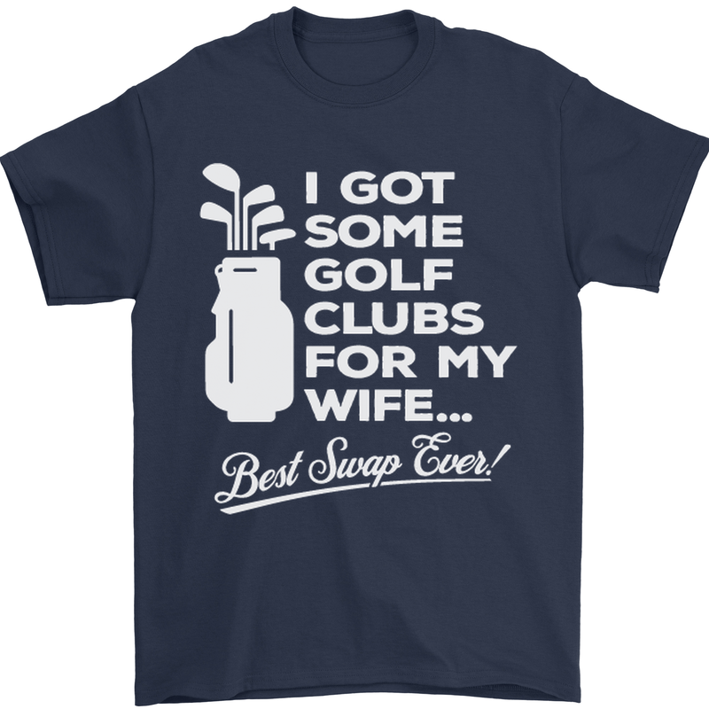 Golf Clubs for My Wife Funny Gofing Golfer Mens T-Shirt Cotton Gildan Navy Blue