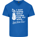 Golf Clubs for My Wife Funny Gofing Golfer Mens V-Neck Cotton T-Shirt Royal Blue