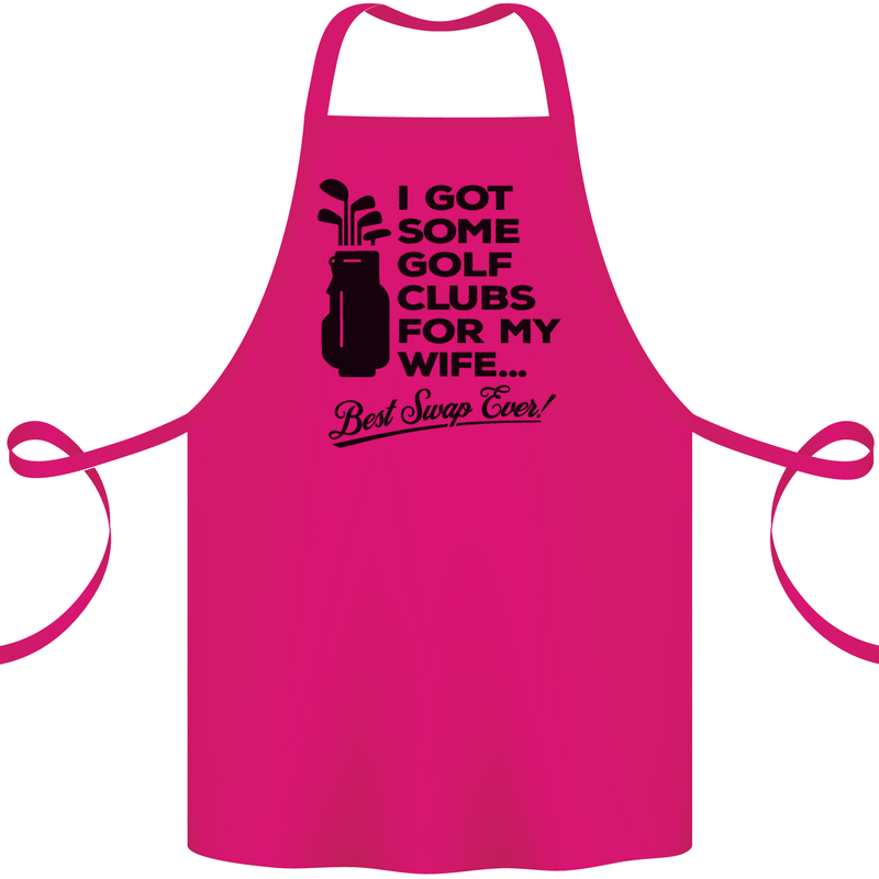 Golf Clubs for My Wife Gofing Golfer Funny Cotton Apron 100% Organic Pink