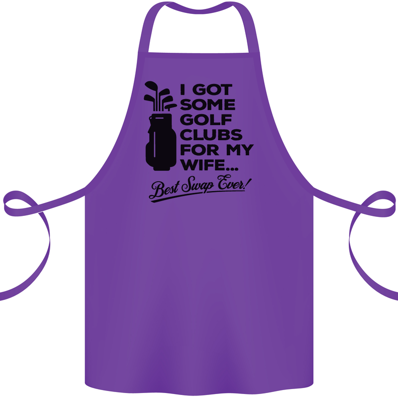 Golf Clubs for My Wife Gofing Golfer Funny Cotton Apron 100% Organic Purple